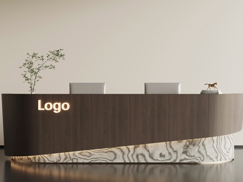  现代意式接待台 前台su模型 