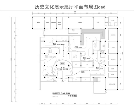 历史文化展厅平面图cad施工图