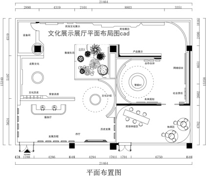 文化展厅平面图cadcad施工图