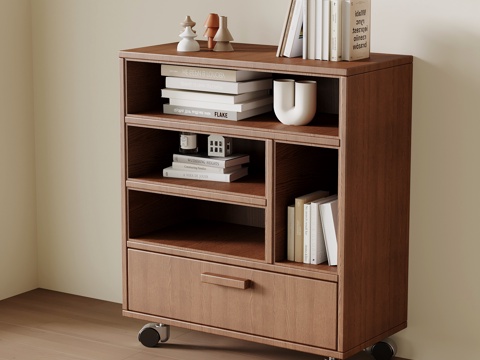  中古风书柜 书架 边柜 置物架3d模型 