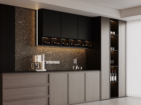 现代意式酒柜 餐边柜su模型