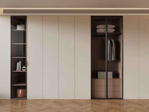 现代奶油衣柜su模型