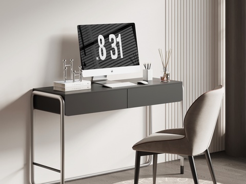  现代意式书桌椅su模型 