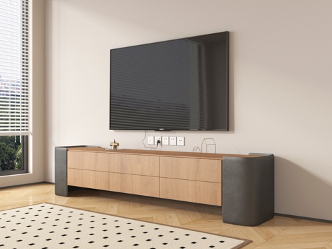  现代电视柜 电视机3d模型 