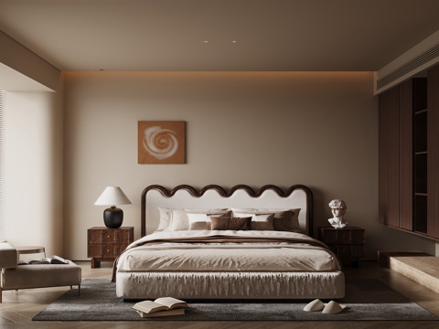  侘寂中古风家居卧室3d模型 