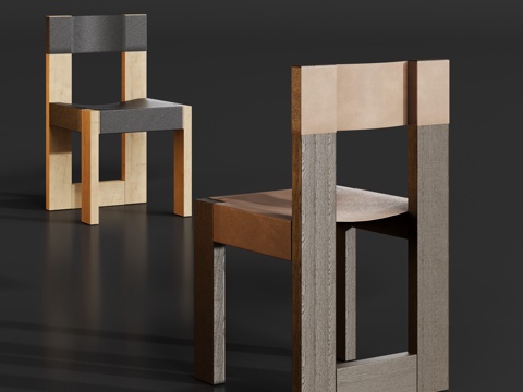 中古原木单椅su模型