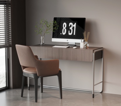 现代意式书桌椅 办公桌椅su模型