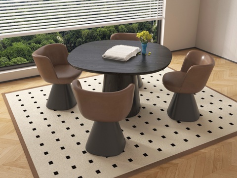 现代休闲桌椅 洽谈桌椅su模型