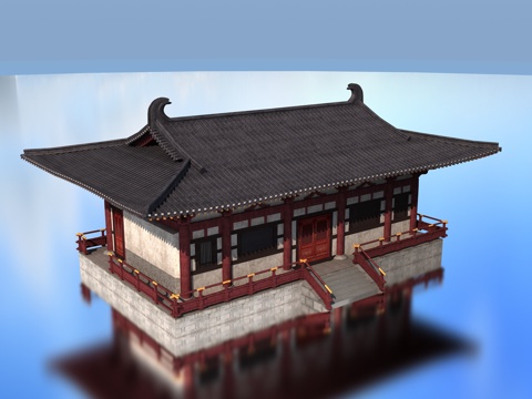 古建宫殿偏殿3d模型 