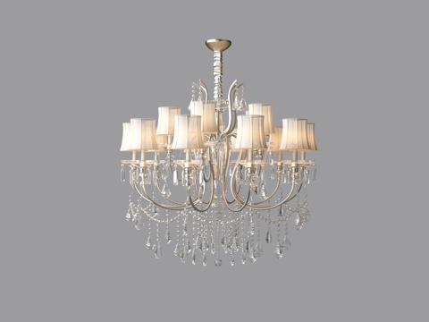  欧式金属水晶多头吊灯3d模型 