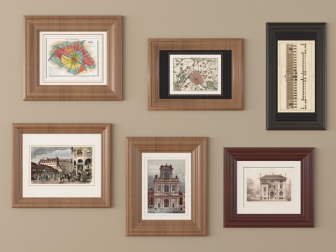 法式挂画 相框 装饰画框su模型