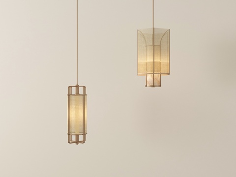  新中式吊灯 装饰吊灯 金属吊灯3d模型 