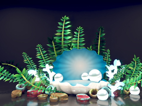 现代时尚DP互动合影美陈 海洋元素美陈su模型