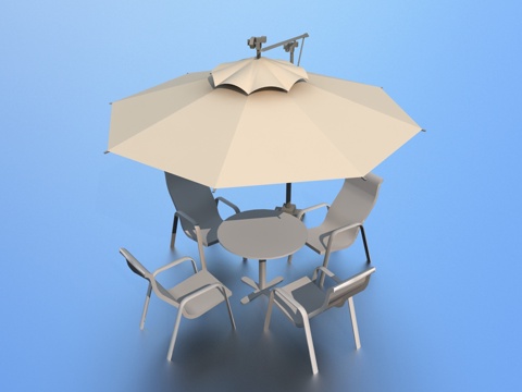  户外桌椅阳伞3d模型 