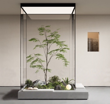  现代绿植植物堆3d模型 