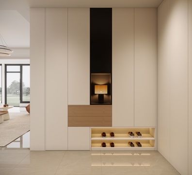  现代奶油风玄关3d模型 