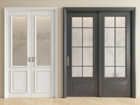  法式双开门 推拉门 玻璃门 阳台门 厨卫门3d模型 