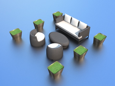  现代户外沙发3d模型 