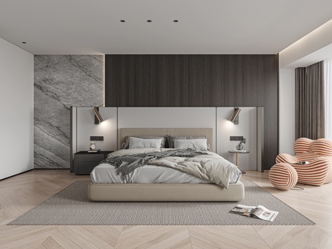  现代风格主卧3d模型 