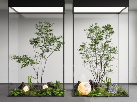  现代绿植植物堆3d模型 