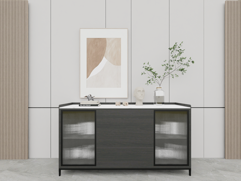  现代餐边柜su模型 