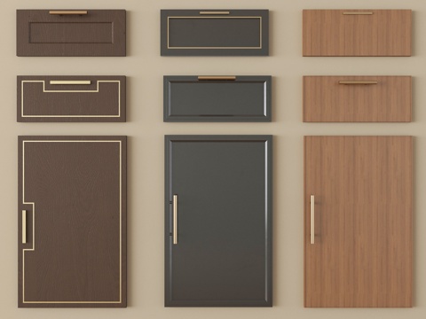 新中式门板 衣柜门su模型