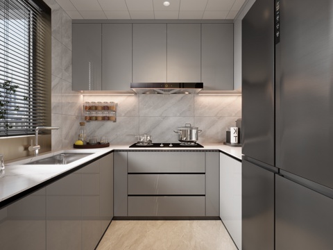 现代厨房橱柜su模型