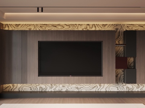  现代意式电视背景墙3d模型 