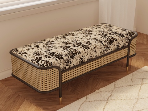  法式复古沙发凳 换鞋凳3d模型 