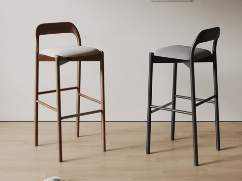  Artisan现代吧椅 椅子 实木吧凳 布艺吧椅3d模型 