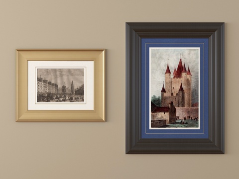 法式挂画 相框 装饰画框su模型