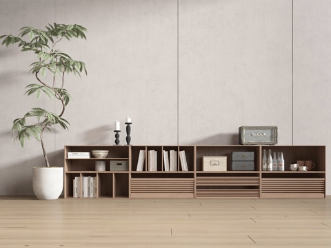  中古风书柜 矮柜3d模型 