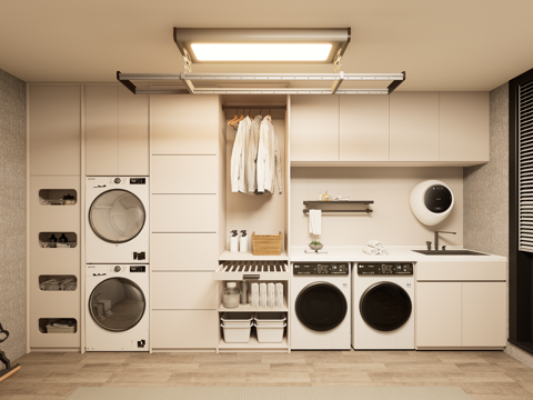 现代洗衣房su模型