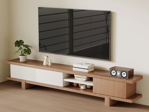  侘寂中古风电视柜3d模型 