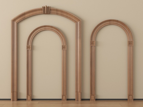  法式中古风f拱形门套 垭口 门洞su模型 