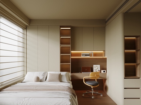  现代榻榻米卧室3d模型 