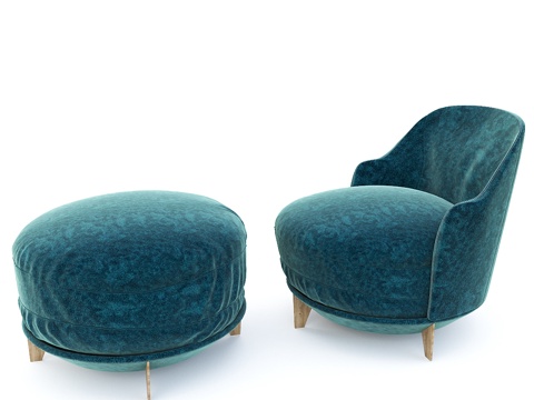  单人沙发脚凳3d模型 