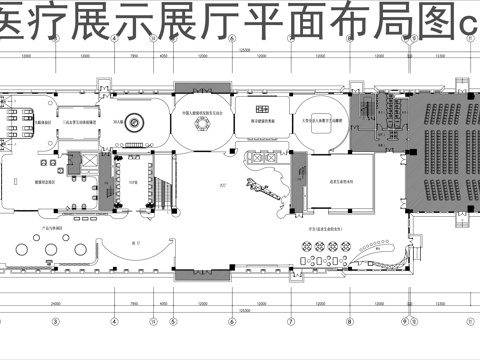  医疗展厅平面图cad施工图 
