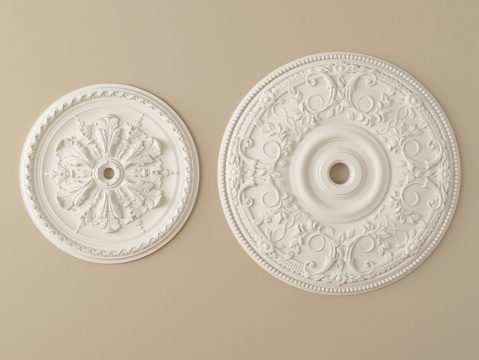  法式雕花 灯盘 石膏构件3d模型 