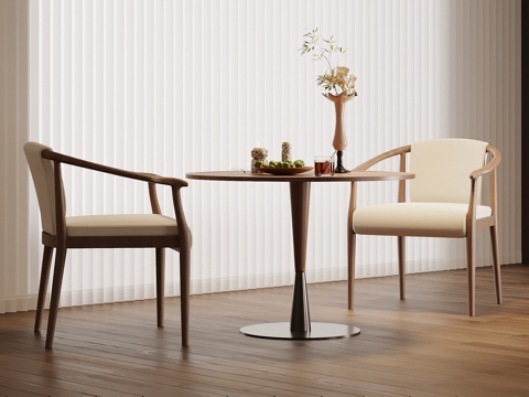 中古风洽谈桌椅 休闲桌椅su模型