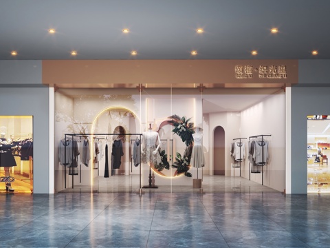  现代服装店门头 女装模特店3d模型 