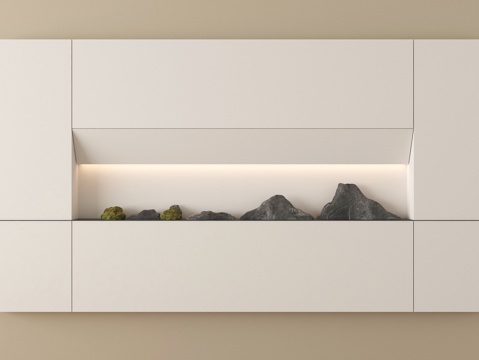  新中式背景墙 室内造景3d模型 