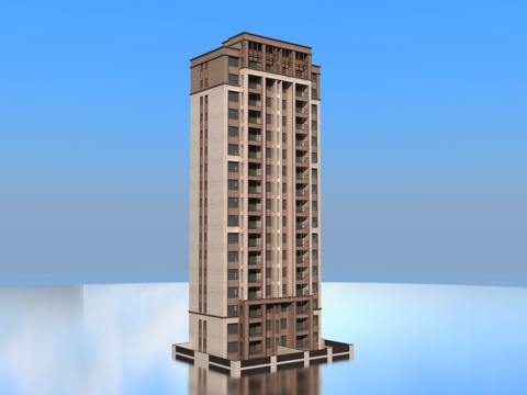  现代高层住宅3d模型 