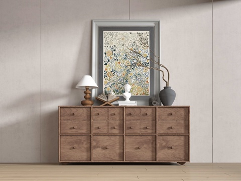  中古风玄关柜3d模型 