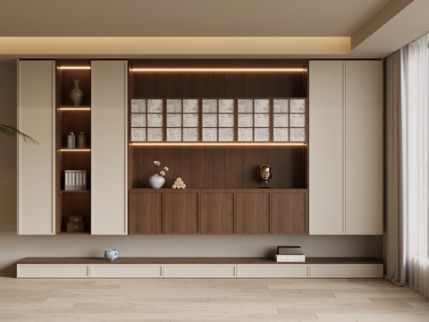  新中式书柜 宋式风书柜3d模型 