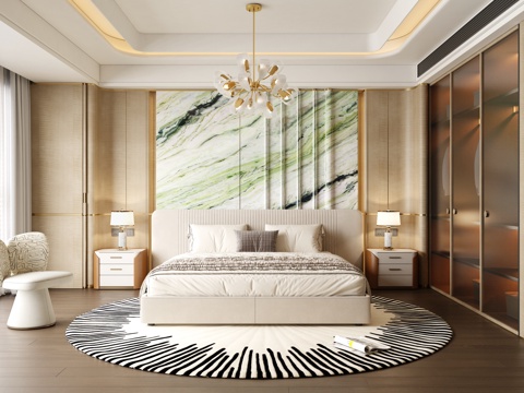  意式轻奢卧室 飘窗卧室 主卧 现代轻奢卧室3d模型 