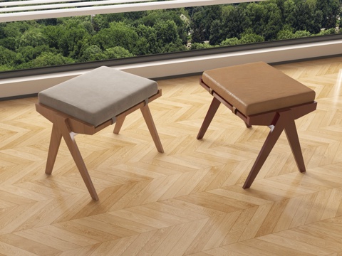  中古风矮凳 实木 方凳 换鞋凳3d模型 