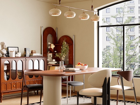  法式中古餐厅 餐桌椅 餐边柜3d模型 