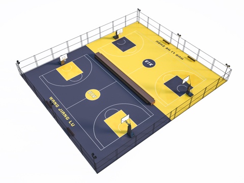  户外篮球馆 户外篮球场su模型 