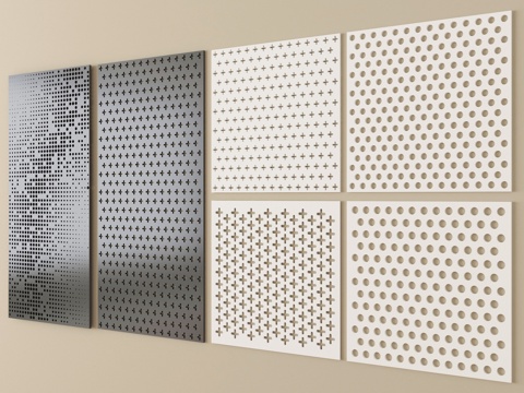  现代其他五金 冲孔板 不锈钢板 穿孔护墙板su模型 